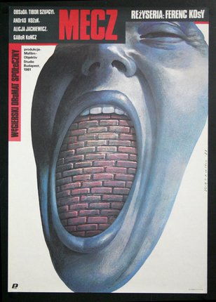 a magazine cover with a mouth and brick wall