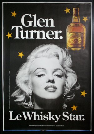 a poster of a woman with a bottle of alcohol