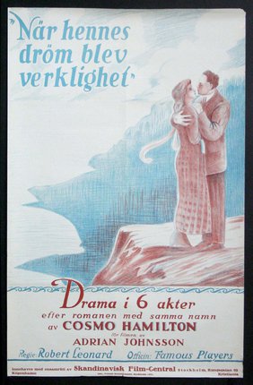 a poster with a man and woman kissing