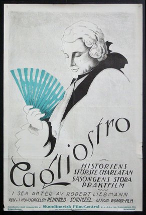 a poster of a man holding a fan