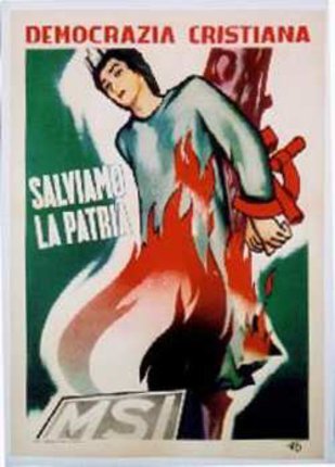 a poster of a man with a red and green shirt