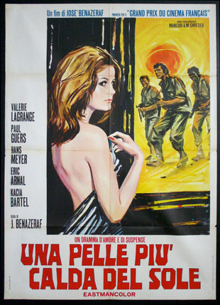 a movie poster of a woman looking at a man