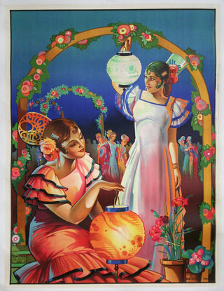 a poster of two women in dresses