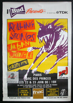 【未使用】ローリングストーンズ1990 アーバンジャングル ポスター Vintage Original 1990s Rolling Stones Promo Poster Urban Jungle