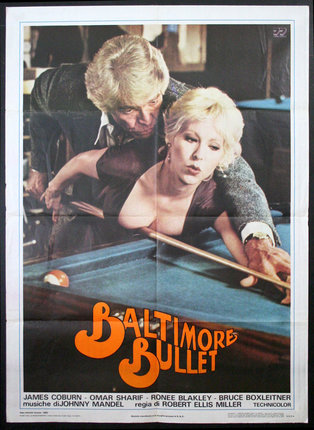 a poster of a man and woman playing pool