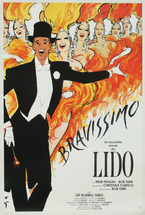 a poster of a man in a tuxedo and a woman in a hat