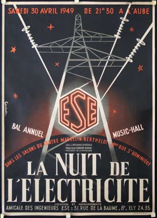 a poster of an electric tower