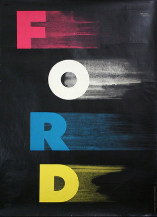 a black poster with colorful letters