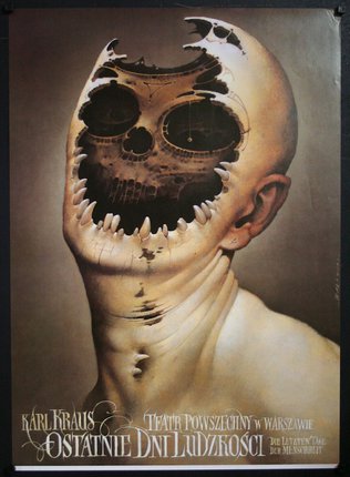 a poster of a man with a skull on his head