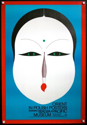 a poster with a face and paintbrush