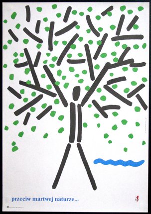 a drawing of a tree with green and black dots