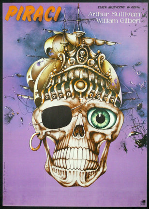 a poster of a skull with a pirate hat