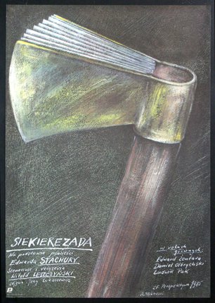 an ax with a book on it