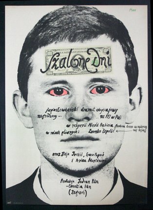 a poster of a man with red eyes