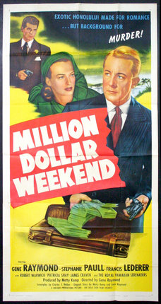 a movie poster of a man and woman holding money