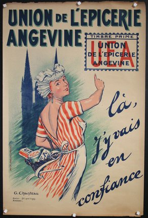 a poster with a woman pointing