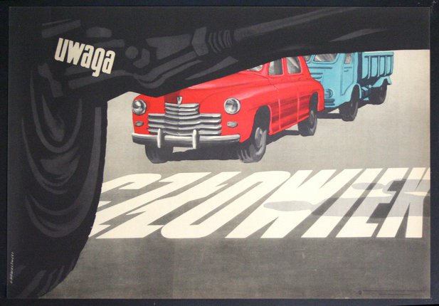 a poster of cars on a road