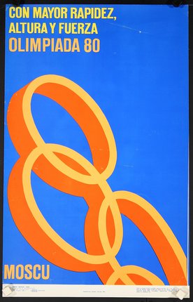 a blue and orange poster