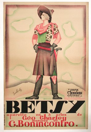 a poster of a woman wearing a cowboy outfit