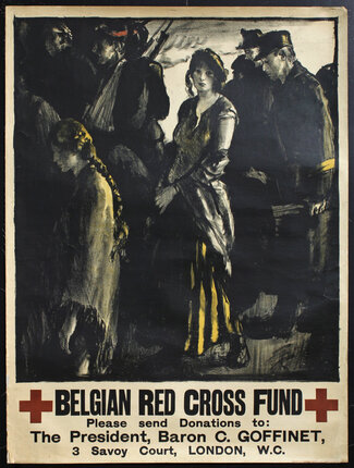 illustration of Belgian refugees and wounded soldiers