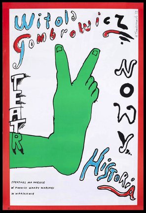 a poster with a hand and two fingers