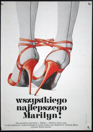 a poster with a pair of legs in red heels