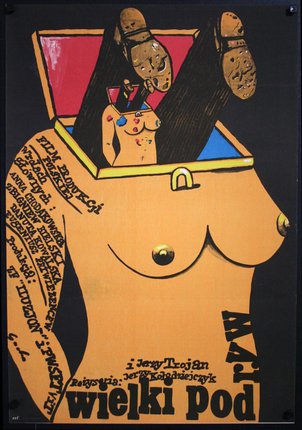 a poster of a woman's chest