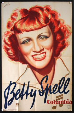 a poster of a woman with red hair