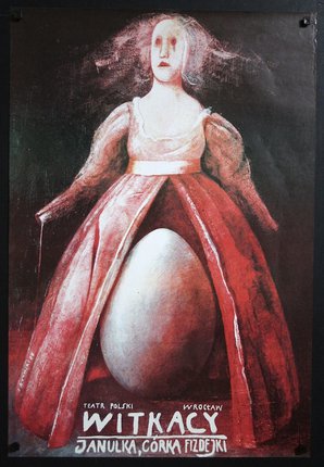 a painting of a woman in a dress and an egg