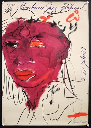 a poster with a drawing of a woman