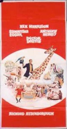 a poster with a man on a giraffe