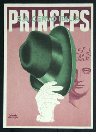 a poster with a hand holding a green hat