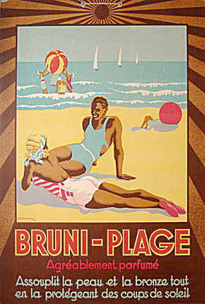 a poster of a couple on a beach