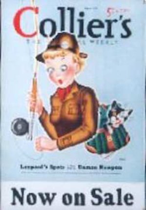 a magazine cover with a cartoon of a boy fishing