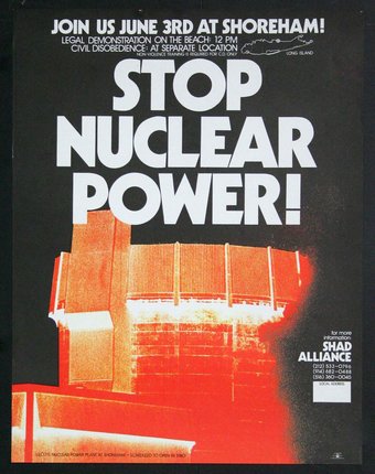 a poster with a nuclear power plant