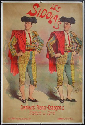 a poster of two men wearing clothing