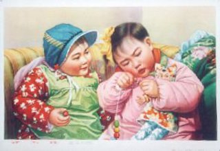 a painting of two babies