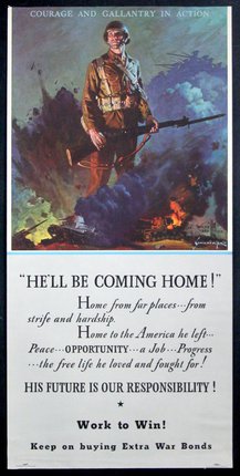 a poster with a soldier holding a gun