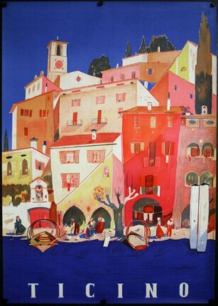 a painting of a town
