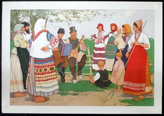 a group of people in traditional clothes