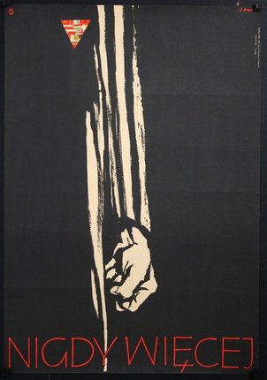 a poster with a fist sticking out of the wall