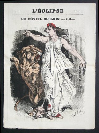 a poster of a woman and a lion