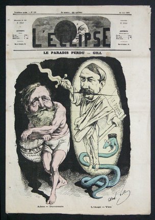 a newspaper cover with a man holding a pipe and a snake