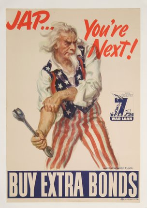 a poster of an old man holding a wrench