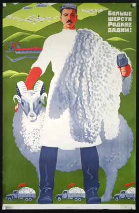 a man in a white coat with a sheep