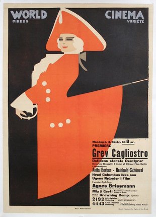 a poster of a woman in a red coat