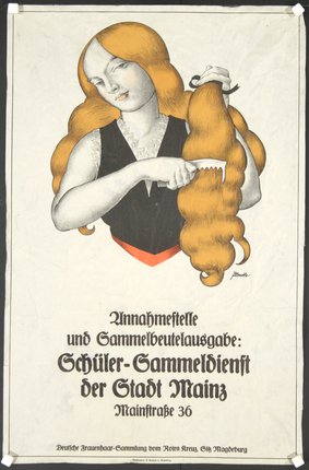 a poster with a woman combing her hair
