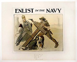 a poster of a soldier carrying a cross
