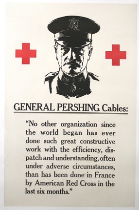 a poster with a man in a uniform and red cross