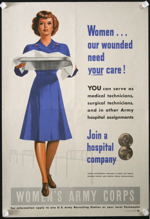 a poster of a nurse holding a tray